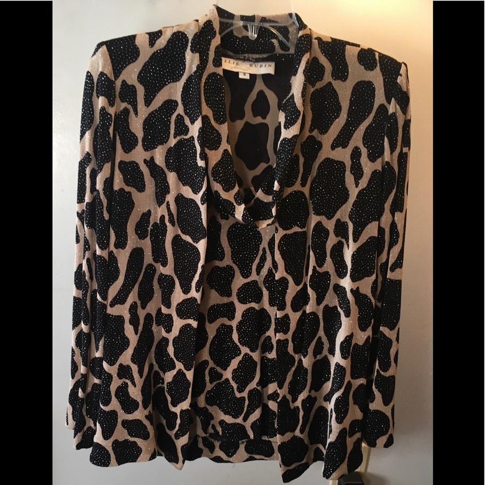 SZ. SM LILLIE RUBIN  2 PC Cowl 3/4 SL Top & Jacket